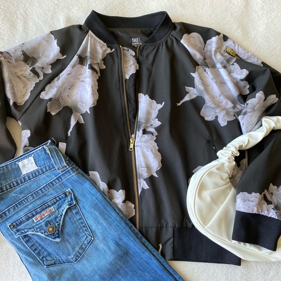 Albion Peony Floral Bomber Jacket medium - Picture 9 of 16